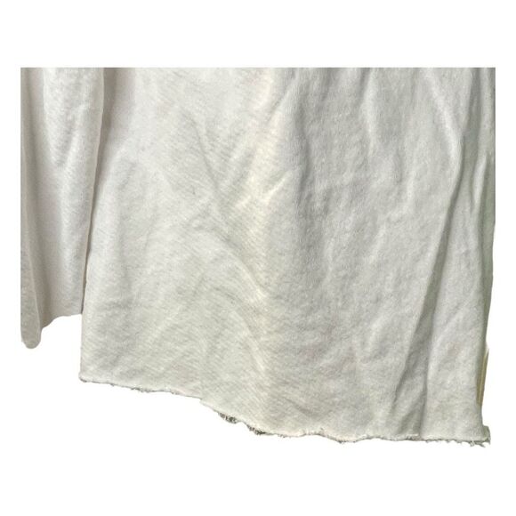 Michael Lauren Distressed Sweatshirt White French Terry Long Sleeve Crewneck S - Picture 8 of 11